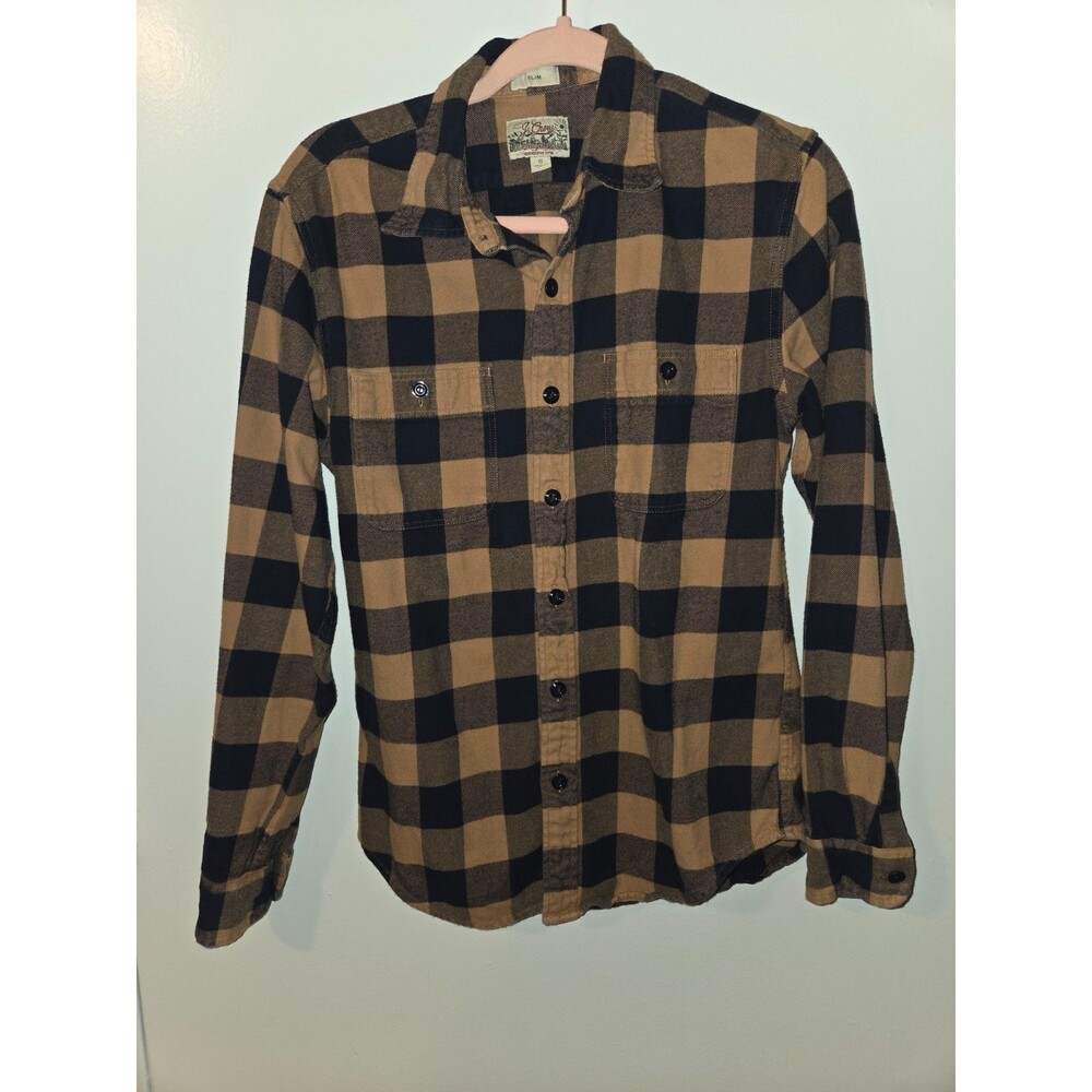 J.Crew Mens Sz S Mid-Weight Flannel Slim Fit Plaid Flannel Button Down Shirt